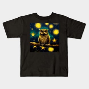 Story book Owl with Stars at Night Kids T-Shirt